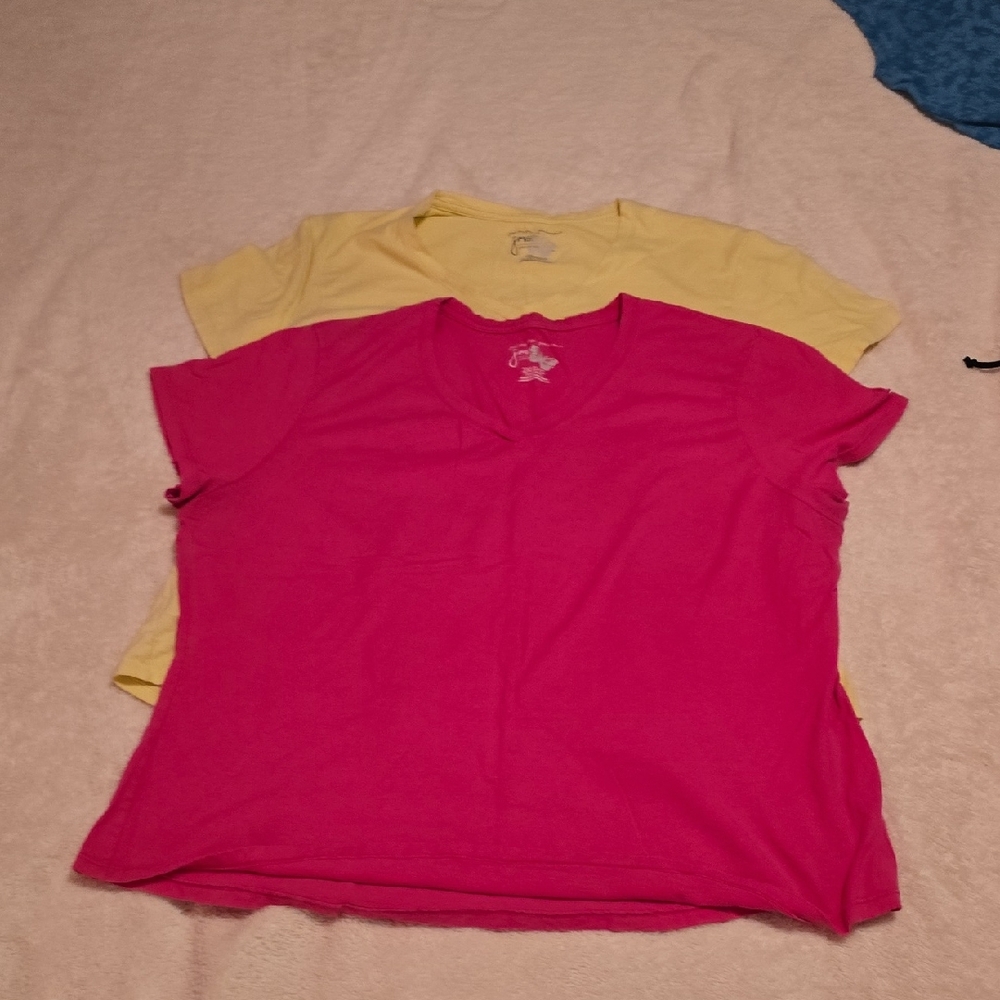 Just My Size Bright Pink and Sunny Yellow Short Sleeve Tees